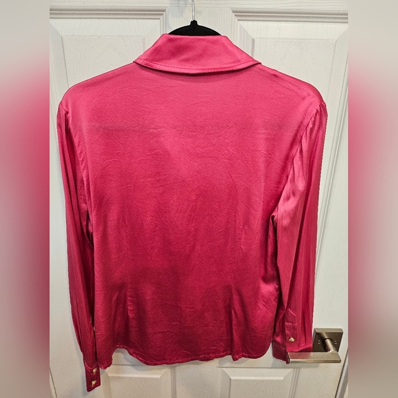 St. John Pink Silk Button Down Longsleeve Shirt - Picture 8 of 13